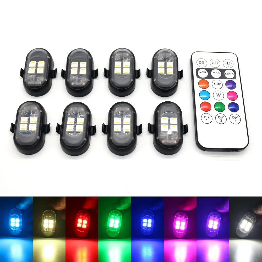 Kit d'éclairage d'ambiance LED RGB rechargeable avec télécommande pour voiture et moto 8