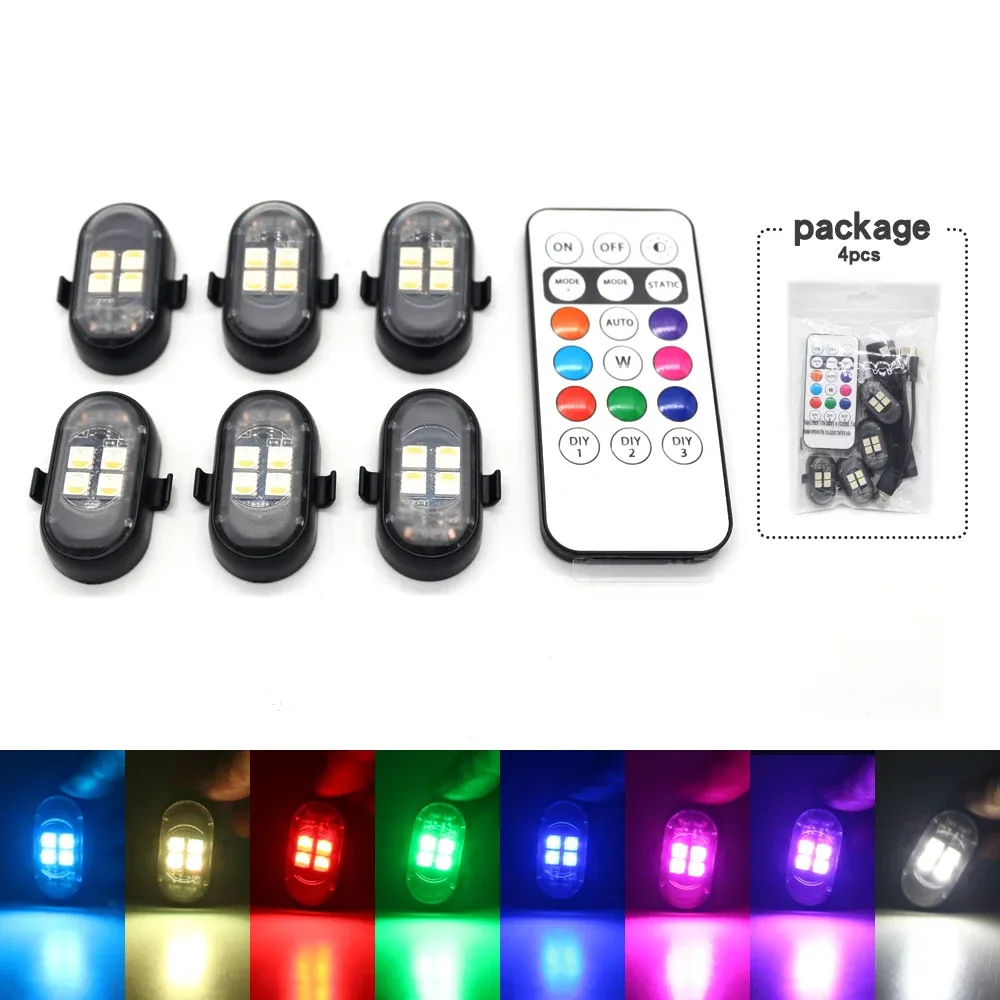 Kit d'éclairage d'ambiance LED RGB rechargeable avec télécommande pour voiture et moto 10
