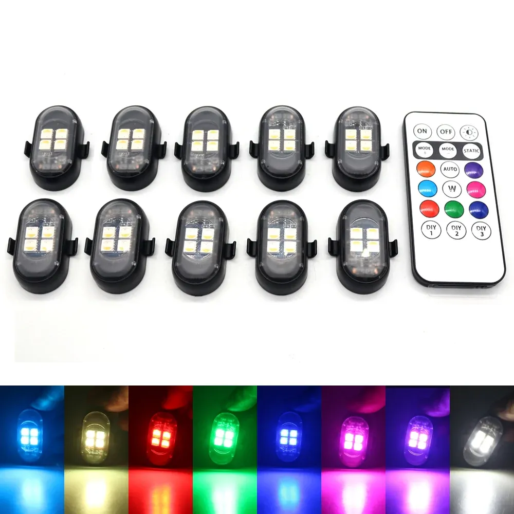 Kit d'éclairage d'ambiance LED RGB rechargeable avec télécommande pour voiture et moto 11