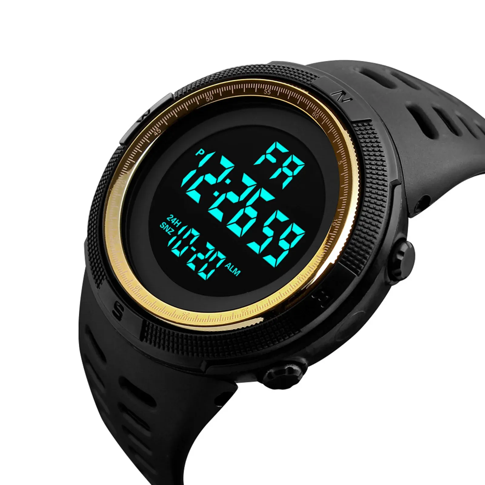Montre de sport numérique pour homme, étanche, lumineuse, avec chronomètre et alarme, style militaire pour la course à pied, l'escalade et la pêche 4