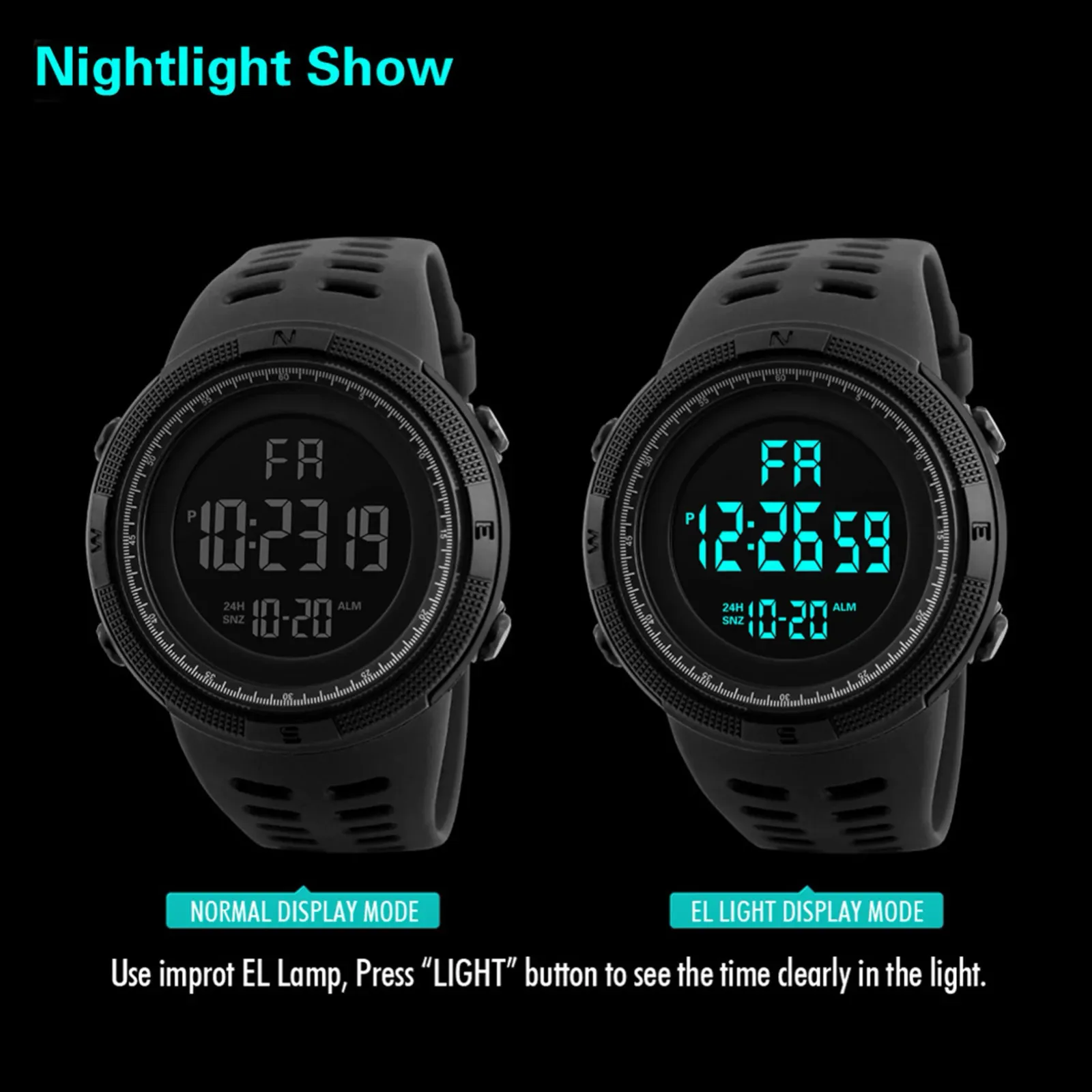 Montre de sport numérique pour homme, en situation sportive