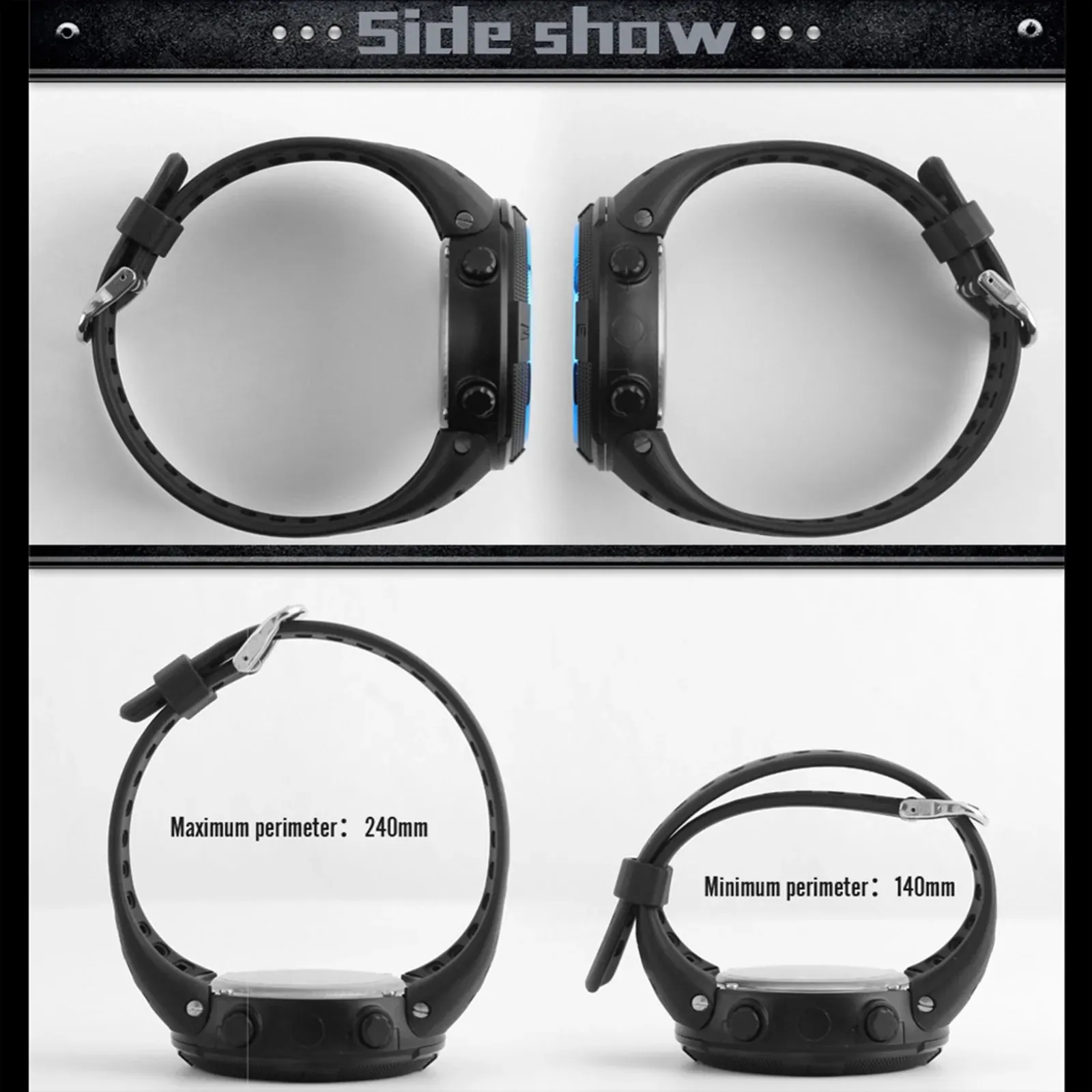 Montre de sport numérique pour homme, vue d'ensemble