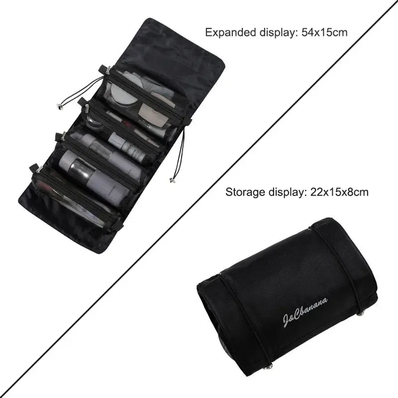Trousse de maquillage de voyage à double fermeture éclair, grande capacité, avec poignée 11