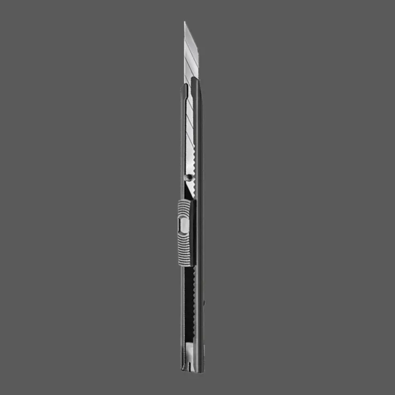 Couteau utilitaire Deli 9 mm noir, lame à 30 degrés en acier au carbone, lames SK5 à casse segmentée, verrouillage automatique, idéal pour le bureau et la maison 15