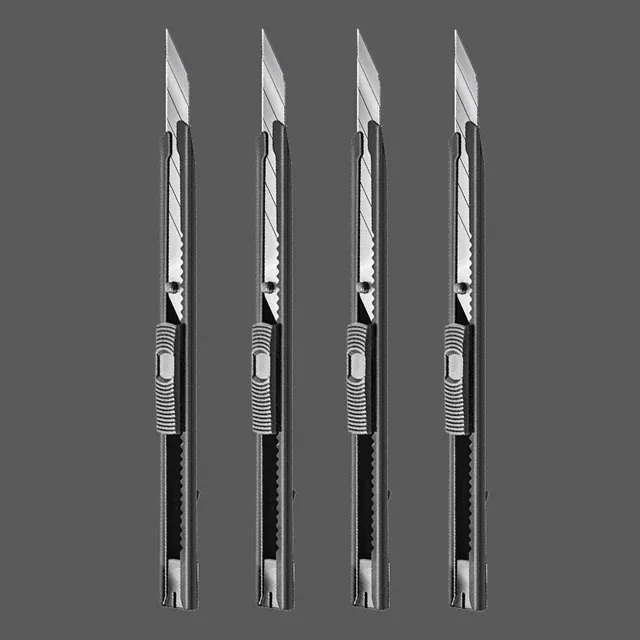Couteau utilitaire Deli 9 mm noir, lame à 30 degrés en acier au carbone, lames SK5 à casse segmentée, verrouillage automatique, idéal pour le bureau et la maison 12