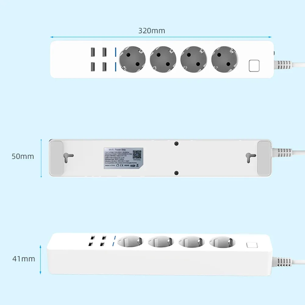 Multiprise intelligente Wi-Fi 4 prises UE et 4 ports USB, compatible Alexa, Google Home et Assistant 4
