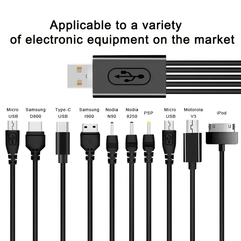Câble de charge universel USB 10 en 1 pour smartphones Samsung, Xiaomi, Huawei, Google, OPPO et Vivo 2
