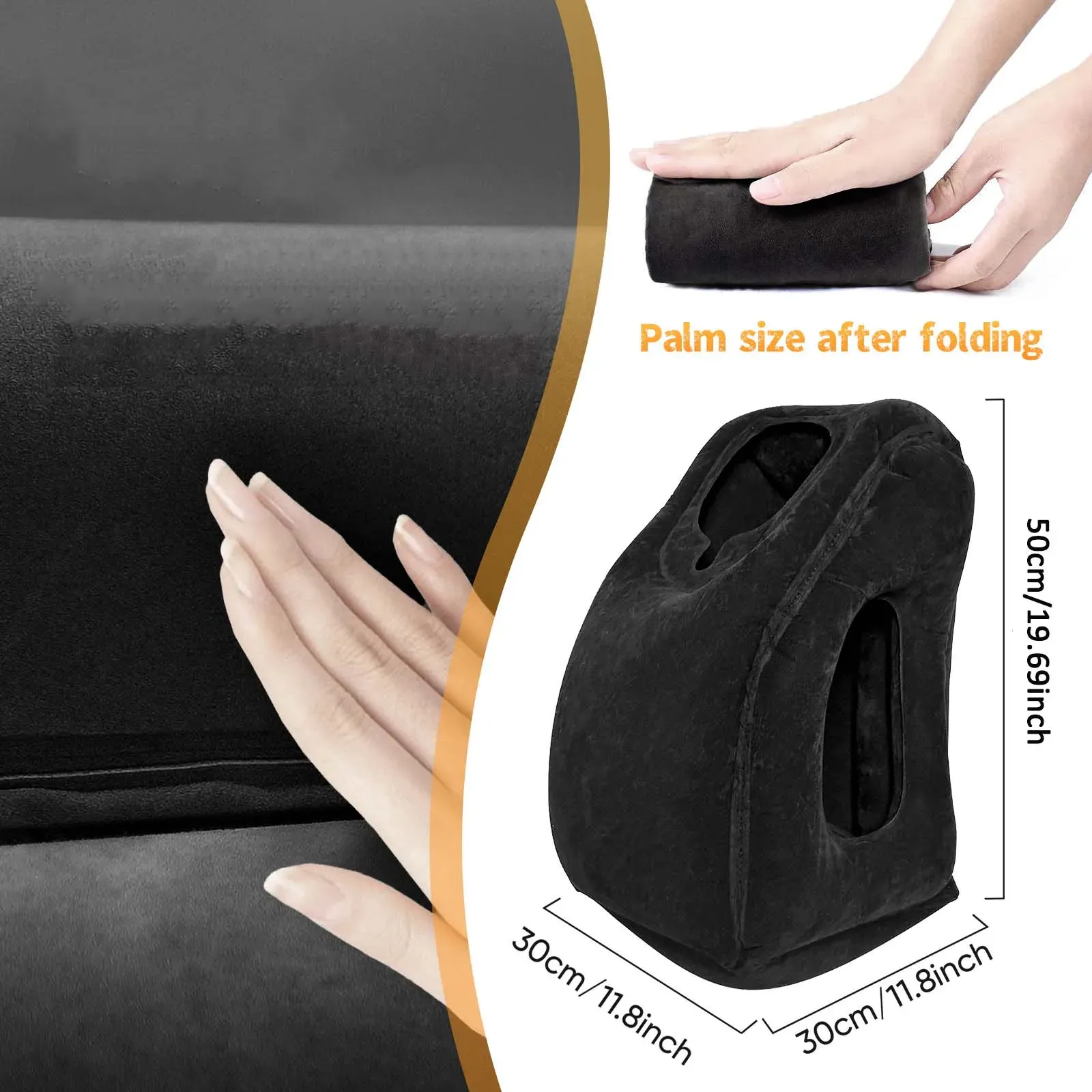 Oreiller de voyage gonflable amélioré, coussin d'air pour le cou et le menton, appui-tête portable pour l'avion et la voiture 2