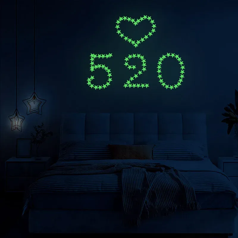 Autocollants muraux phosphorescents étoiles et points pour plafond de chambre d'enfant 4