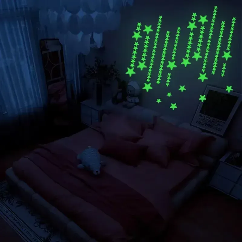 Autocollants muraux phosphorescents étoiles et points pour plafond de chambre d'enfant 5