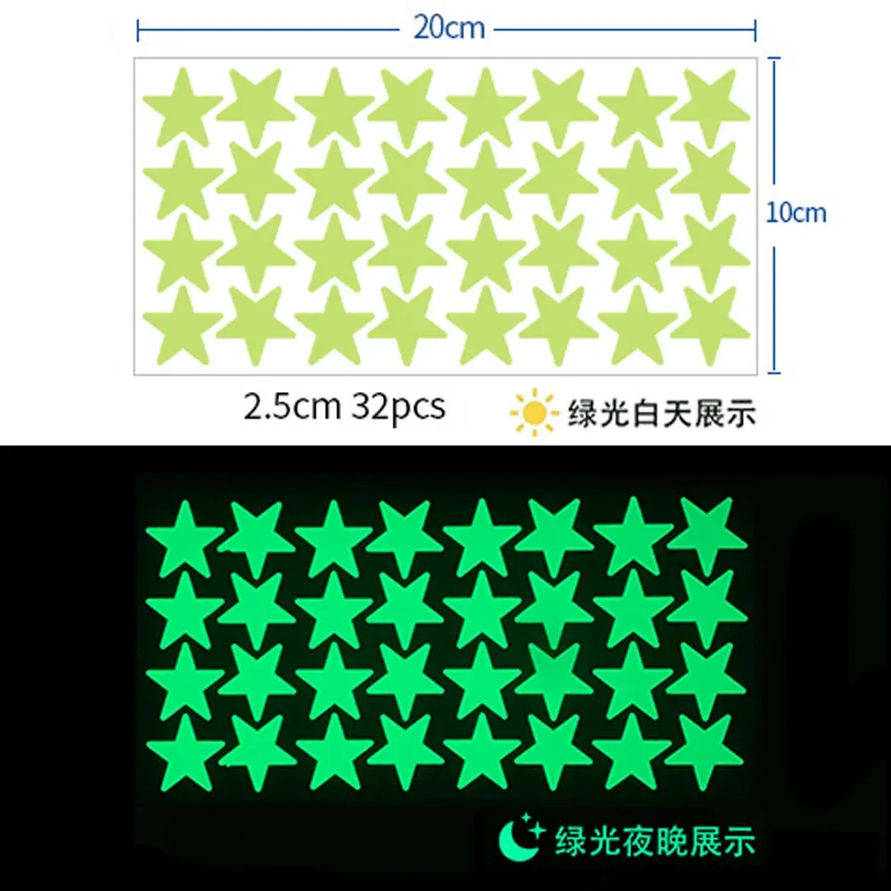 Autocollants muraux phosphorescents étoiles et points pour plafond de chambre d'enfant 8