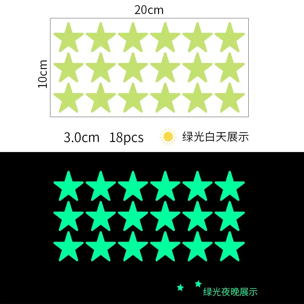 Autocollants muraux phosphorescents étoiles et points pour plafond de chambre d'enfant 9