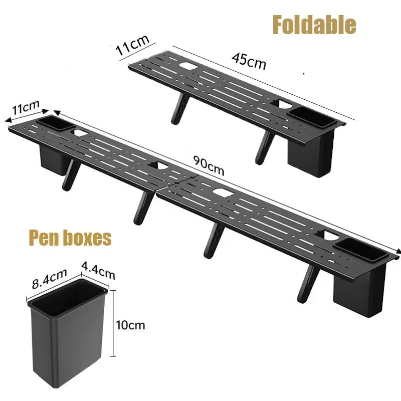 Étagère réglable pour dessus d'écran TV ou moniteur, avec 2 boîtes de rangement 10