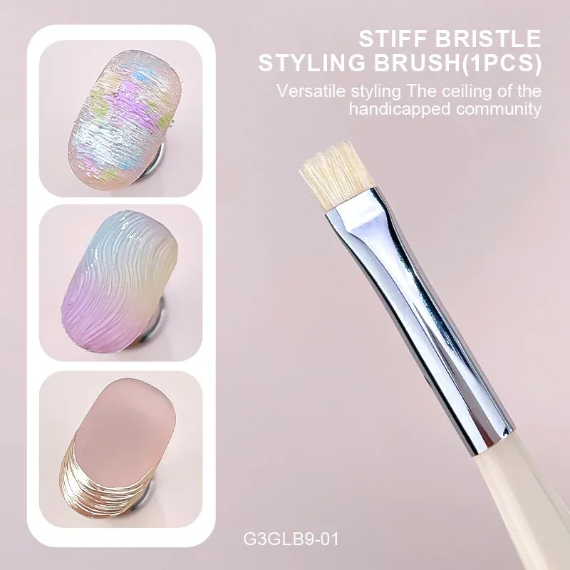 Brosse à poils durs Kaniu pour Nail Art, lot de 1 ou 2 pièces, pinceau de modélisation pour gel et stylo à rayures pour débutants 8