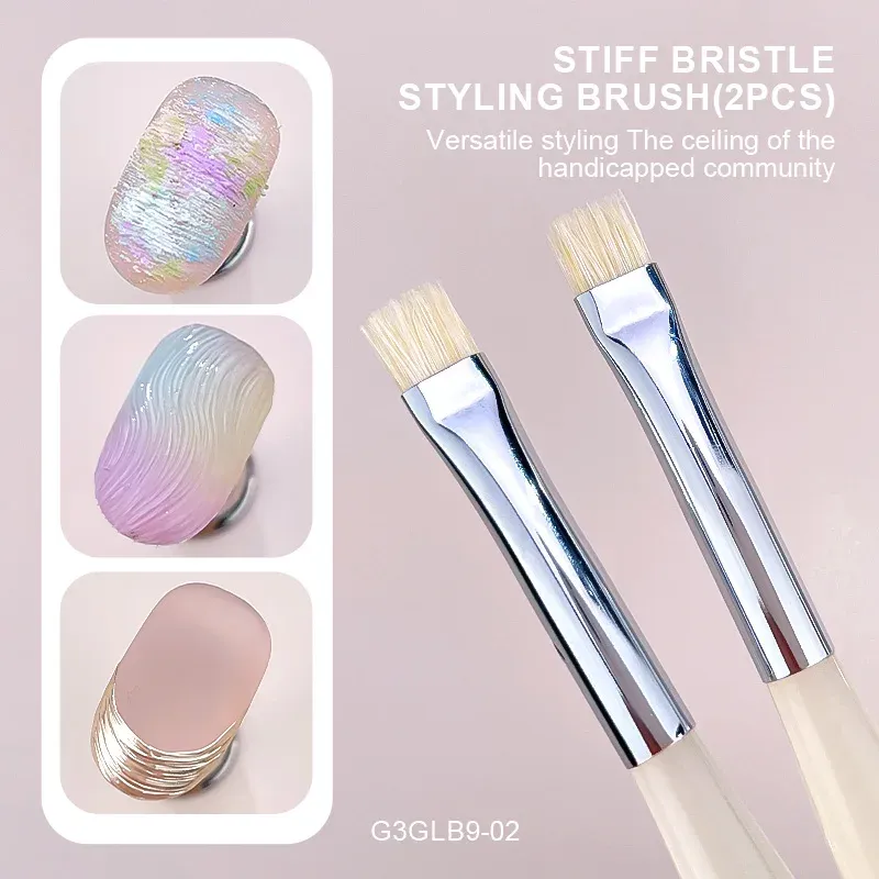 Brosse à poils durs Kaniu pour Nail Art, lot de 1 ou 2 pièces, pinceau de modélisation pour gel et stylo à rayures pour débutants 7