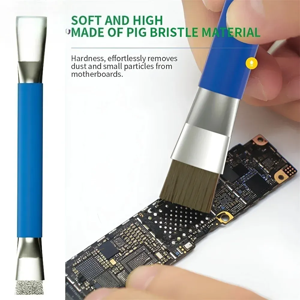Brosse antistatique double embout pour la réparation de circuits imprimés et le nettoyage de cartes mères de téléphones et d'ordinateurs - Image 1