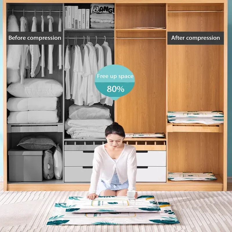 Sac de rangement sous vide grande capacité pour literie, vêtements et bagages, avec pochette anti-poussière 3