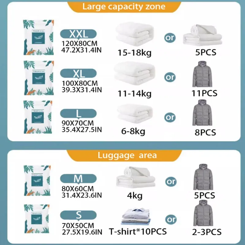 Sac de rangement sous vide grande capacité pour literie, vêtements et bagages, avec pochette anti-poussière 4