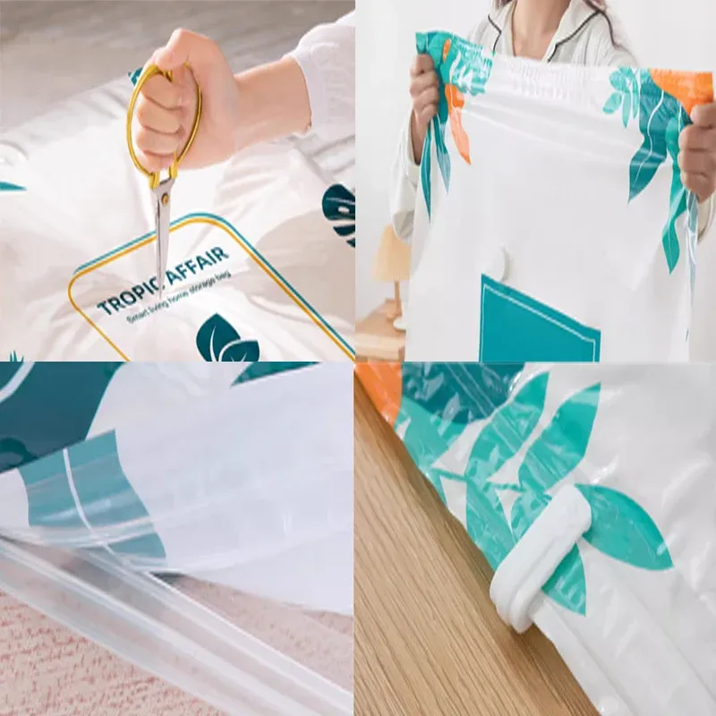Sac de rangement sous vide grande capacité pour literie, vêtements et bagages, avec pochette anti-poussière 5