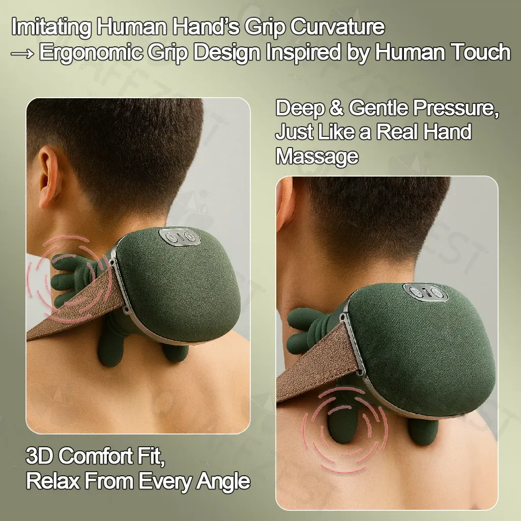 Masseur cervical bionique à pression des doigts, masseur électrique pour le dos et les épaules, pétrissage du cou, massage profond, détente musculaire 3