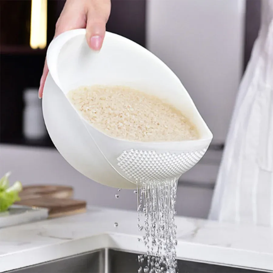 Passoire en silicone, bol à riz, panier d'égouttage, bol à fruits, panier de lavage avec poignée, organisateur de cuisine 1 pièce - Image 1