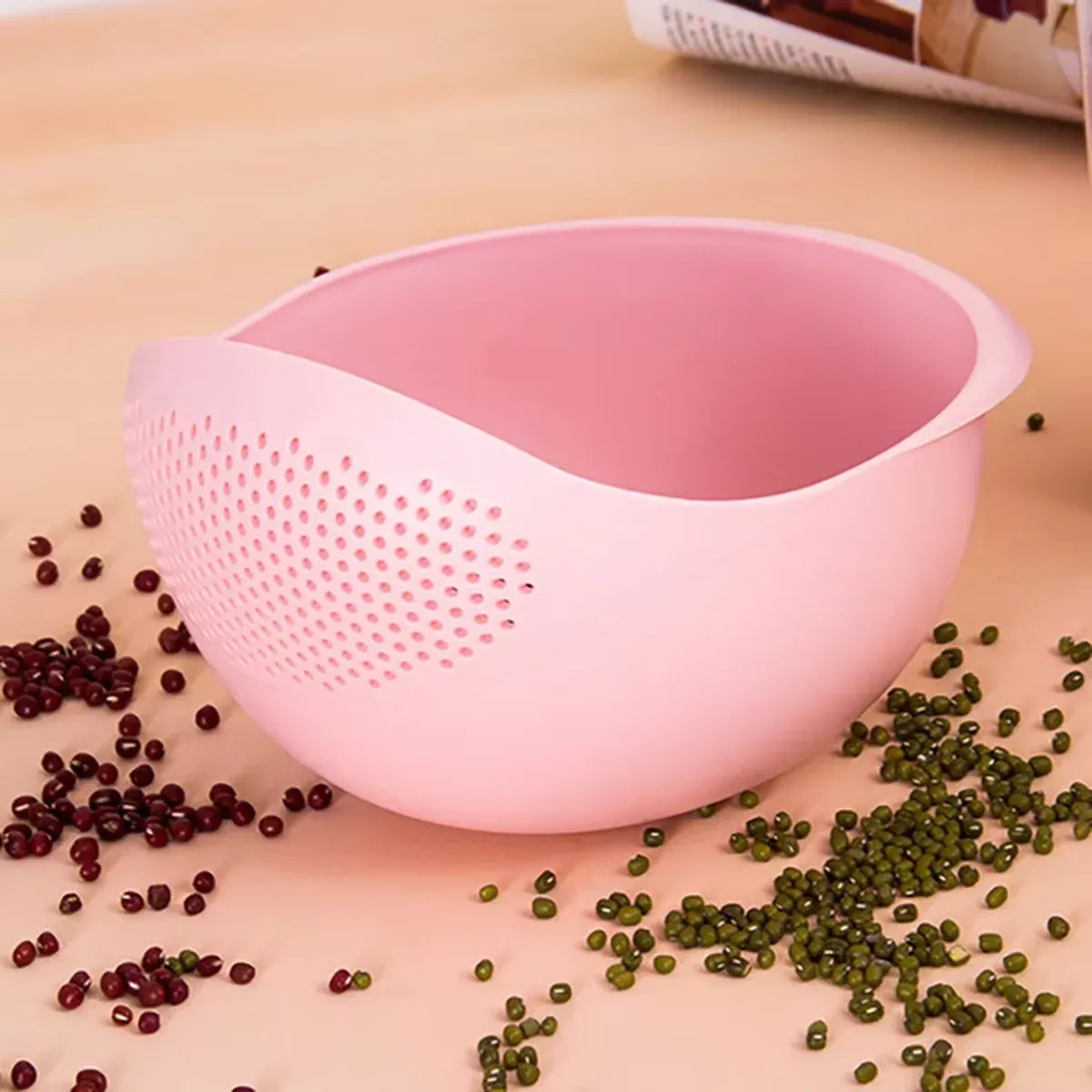 Passoire en silicone, bol à riz, panier d'égouttage, bol à fruits, panier de lavage avec poignée, organisateur de cuisine 1 pièce 5