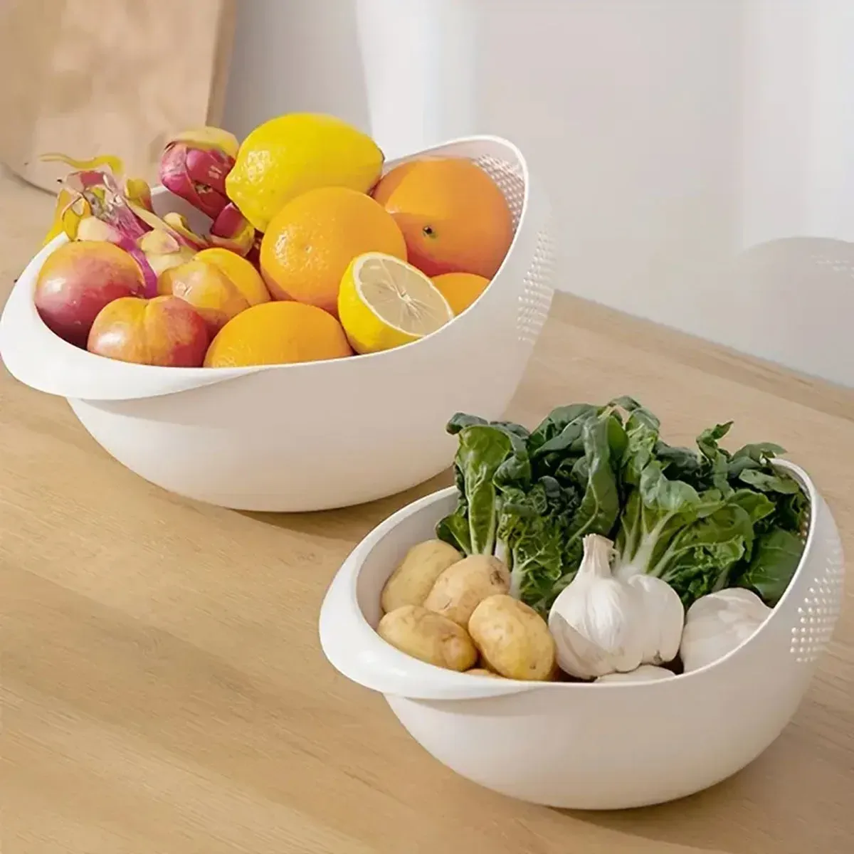 Passoire en silicone, bol à riz, panier d'égouttage, bol à fruits, panier de lavage avec poignée, organisateur de cuisine 1 pièce 6