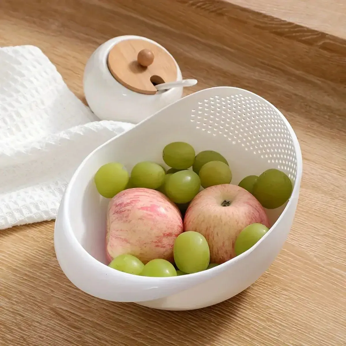 Passoire en silicone, bol à riz, panier d'égouttage, bol à fruits, panier de lavage avec poignée, organisateur de cuisine 1 pièce 9