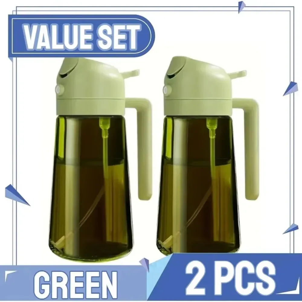 Distributeur et pulvérisateur d'huile 2 en 1 en plastique, 500 ml, bouteille étanche pour la cuisine, la friteuse à air, le barbecue et le camping 5