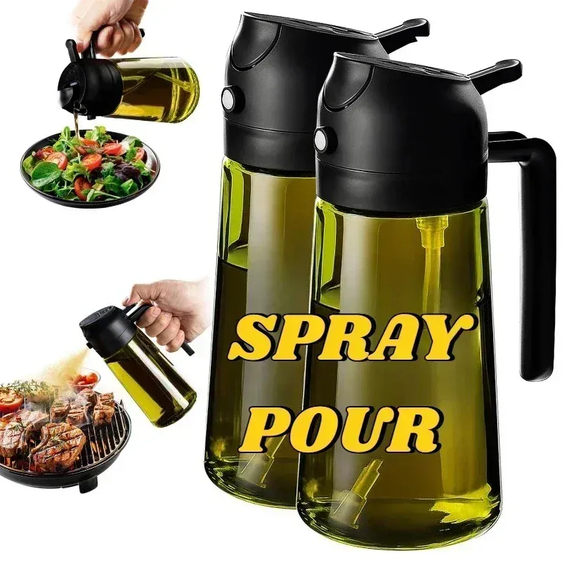 Distributeur d'huile 2-en-1 en plastique de 500 ml