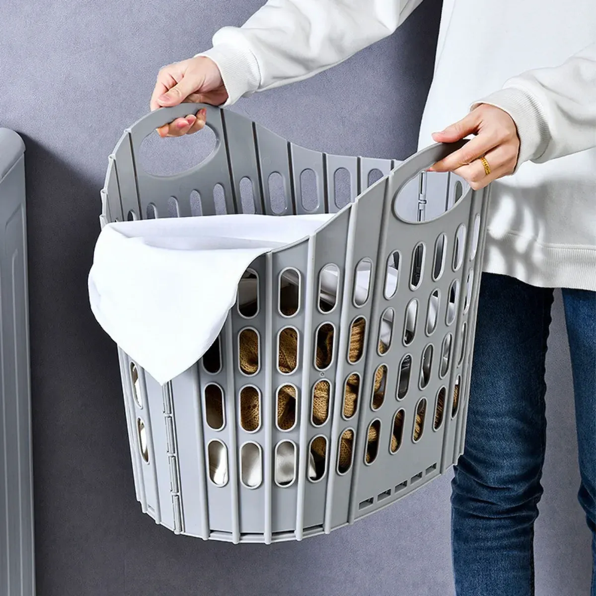 Panier à linge pliable haute capacité et portable en tissu durable, gain de place