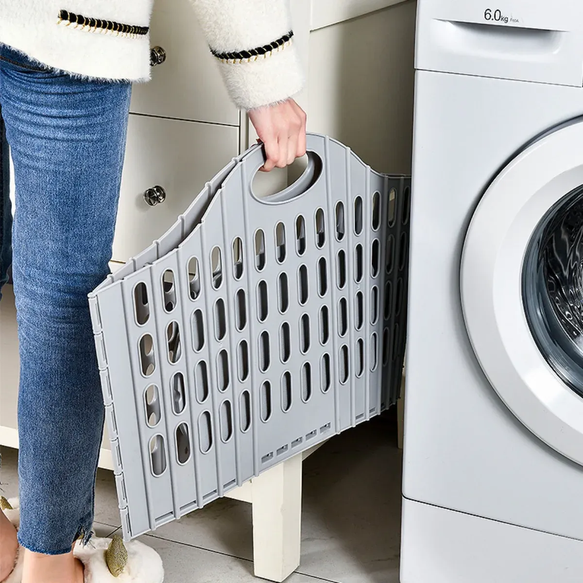 Panier à linge pliable haute capacité et portable en tissu durable, gain de place 2