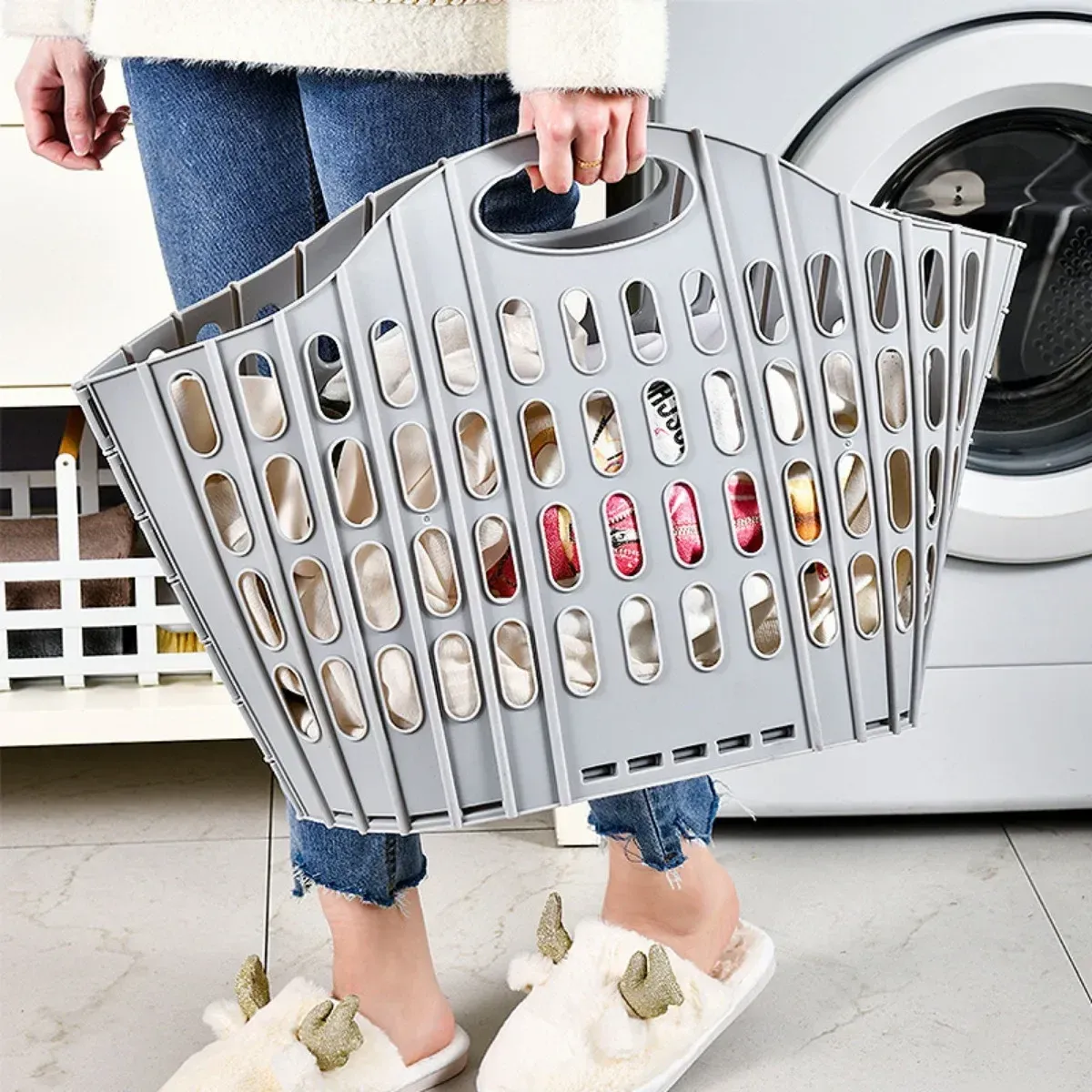 Panier à linge pliable haute capacité et portable en tissu durable, gain de place 3