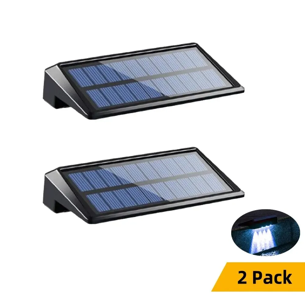 Lot de 2 appliques murales solaires à 4 LED, éclairage solaire imperméable pour extérieur, idéal pour clôture, poteau, cour et allée 7