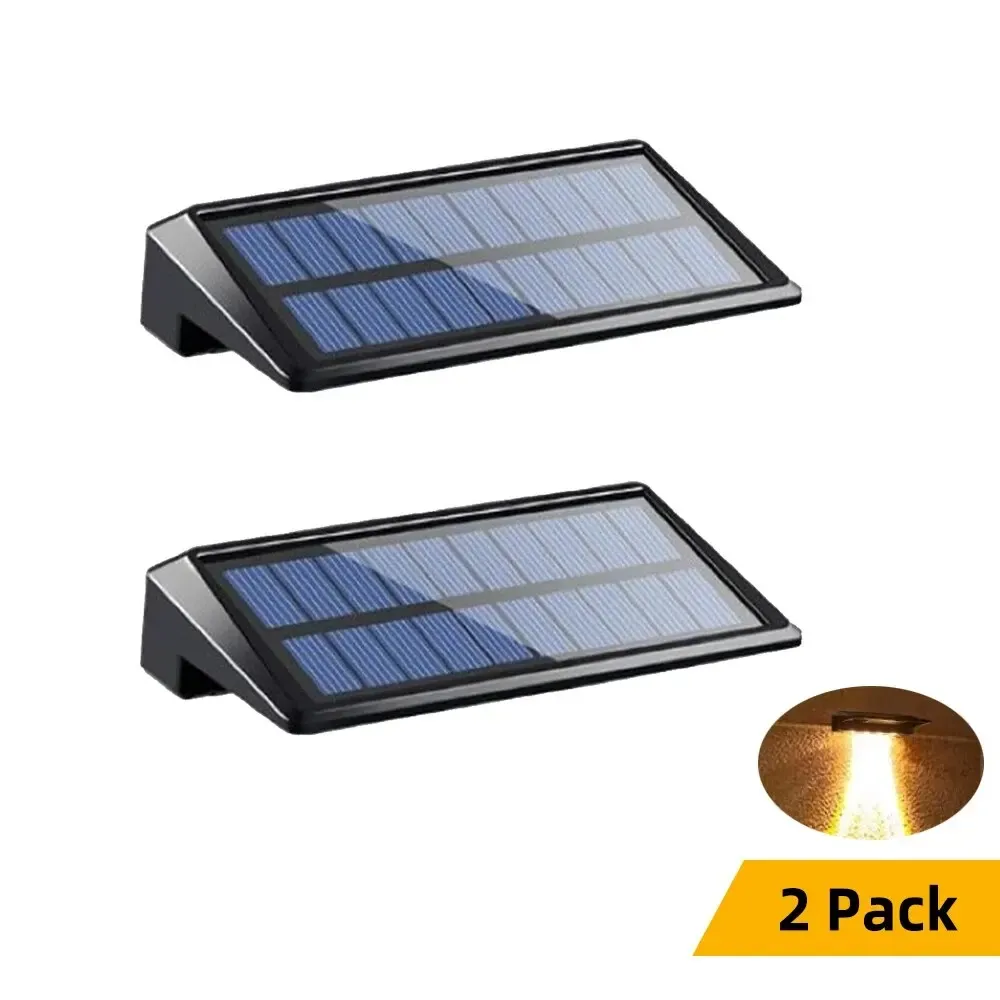 Lot de 2 appliques murales solaires à 4 LED, éclairage solaire imperméable pour extérieur, idéal pour clôture, poteau, cour et allée 8