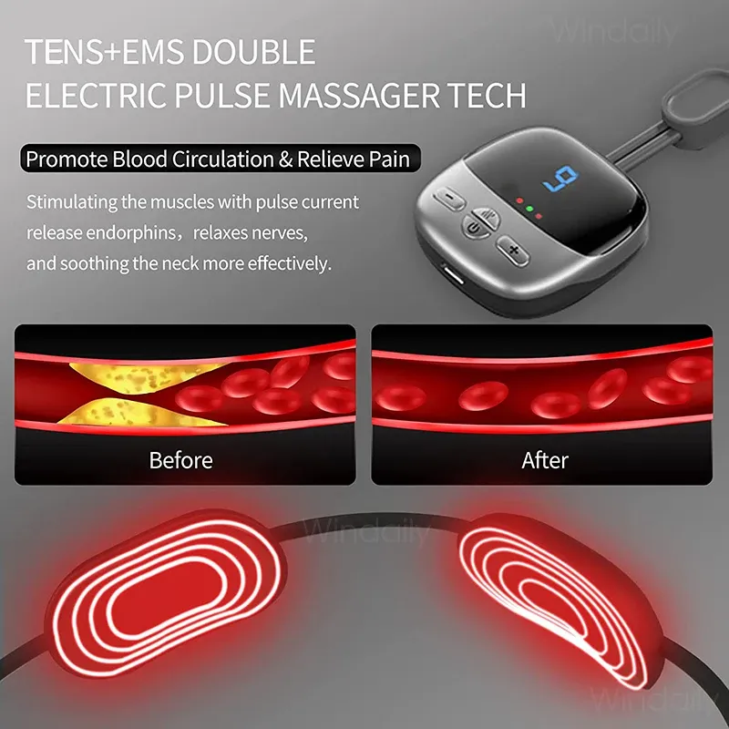 Masseur cervical portable intelligent 2025 avec chauffage électrique, technologie EMS et TENS 3