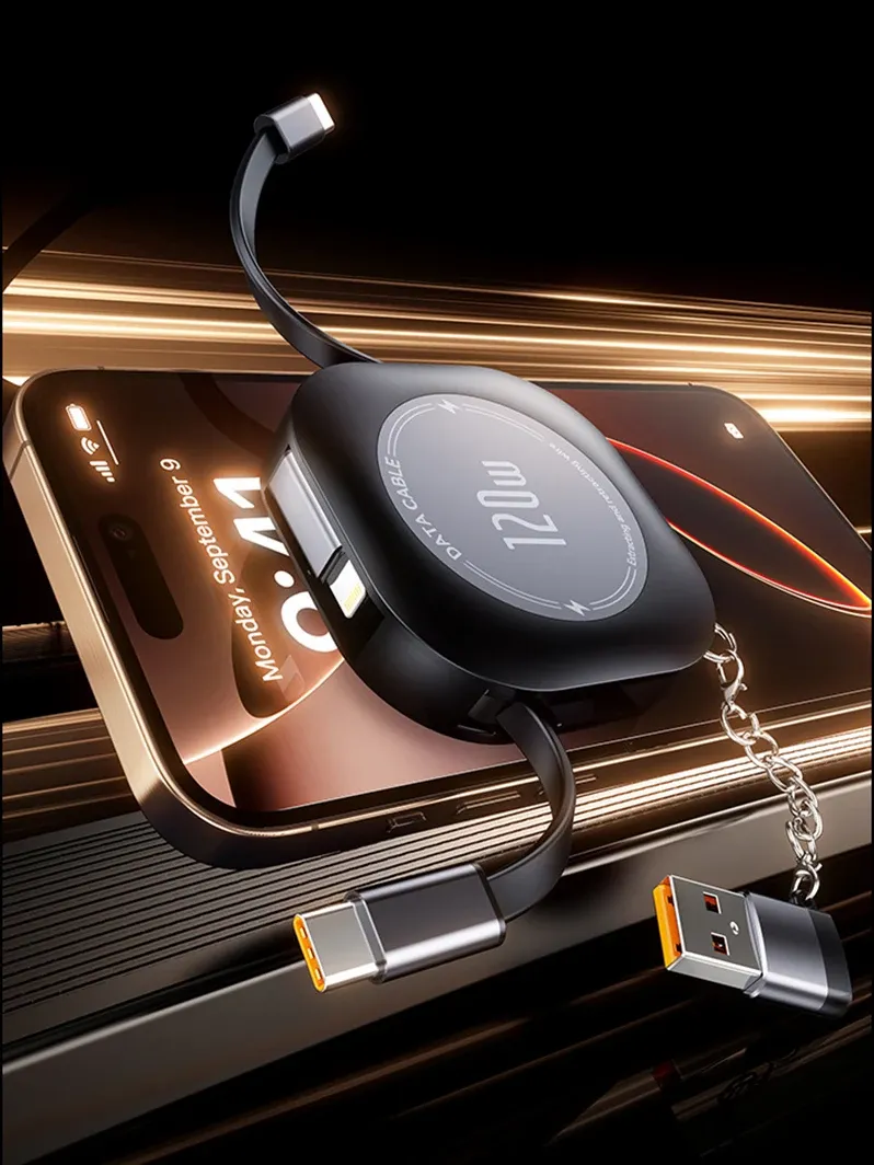 Détail du câble rétractable USB-C