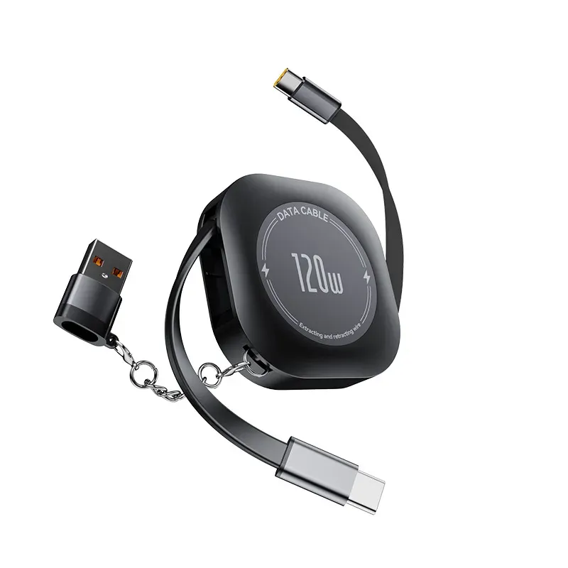 Câble rétractable USB-C à charge ultra rapide 120 W, 6 A, 1 m, chargeur USB 4 en 1, câble de charge USB-C vers USB-C pour appareils électroniques 7