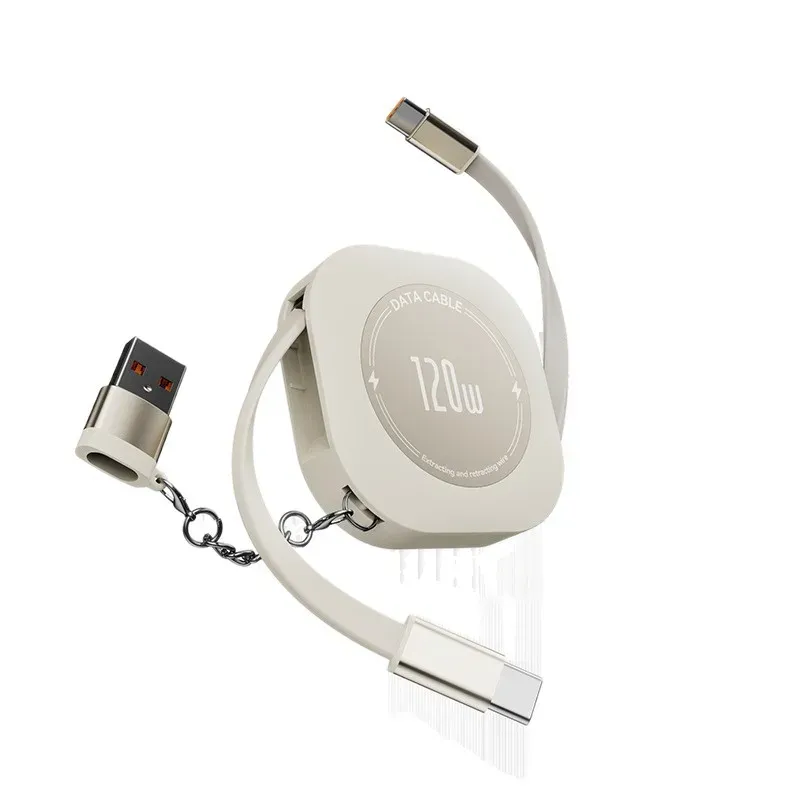 Câble rétractable USB-C à charge ultra rapide 120 W, 6 A, 1 m, chargeur USB 4 en 1, câble de charge USB-C vers USB-C pour appareils électroniques 8