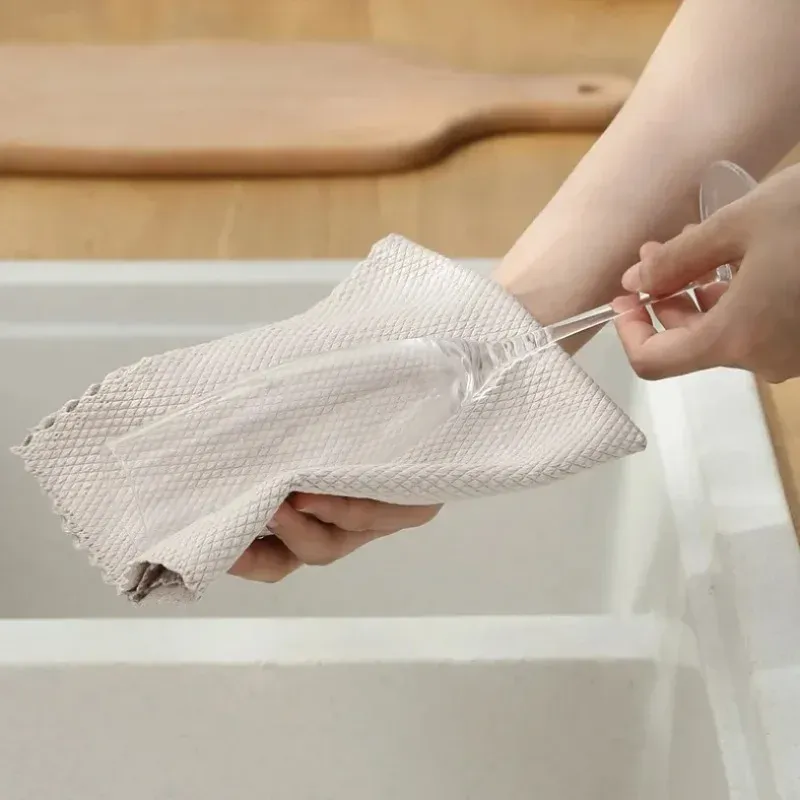 Chiffon de nettoyage en microfibre pour vitres, sans peluches, pour fenêtres, voitures, cuisines, miroirs, sans traces, réutilisable, chiffon à écailles de poisson, pour le polissage 3