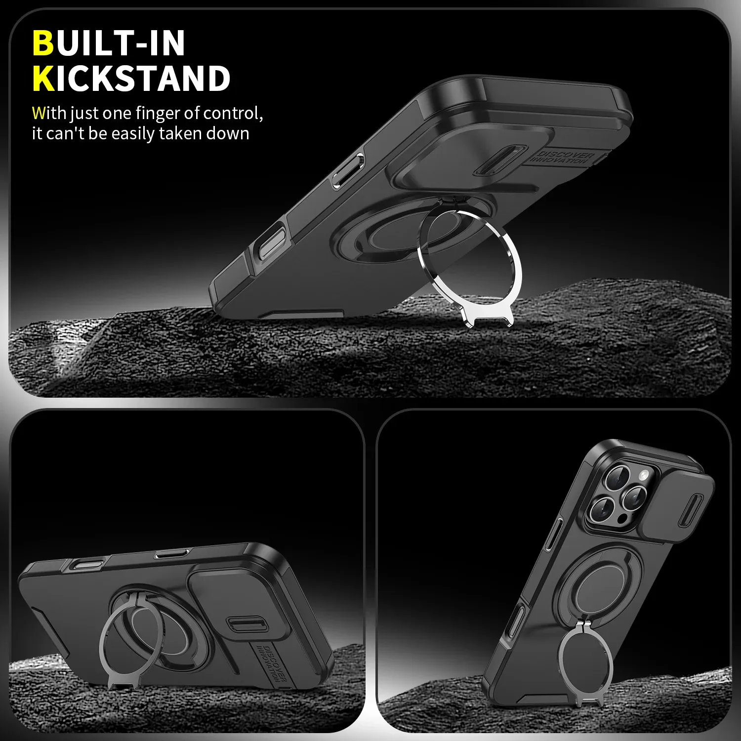 Coque magnétique compatible MagSafe pour iPhone 11 à 17 (Pro, Pro Max, Plus et Air), avec protection coulissante pour l'appareil photo, en polycarbonate 5