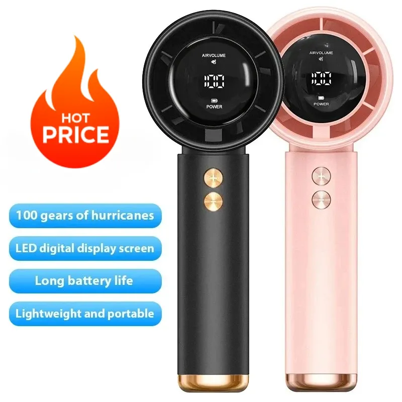 Ventilateur portable rechargeable par USB avec écran LED, fonctionnement silencieux pour usage en extérieur