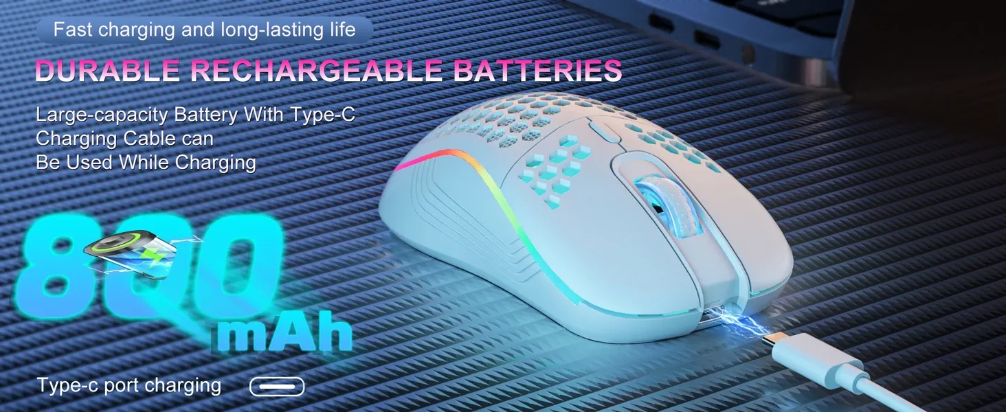 Souris de jeu sans fil RVB, éclairage en action