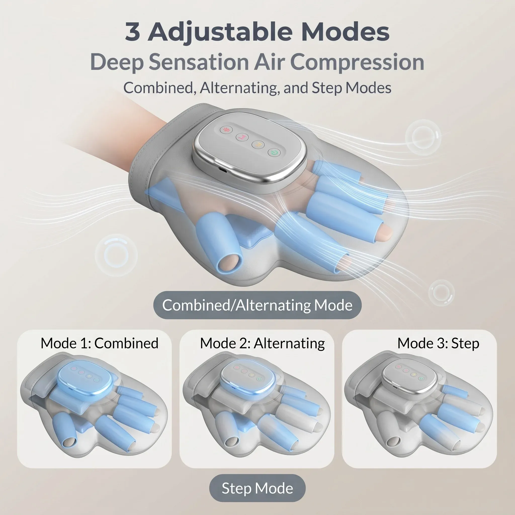 Masseur de mains à compression pneumatique, gant vibrant pour la détente des muscles des mains, massage des doigts, du poignet et de la paume 2