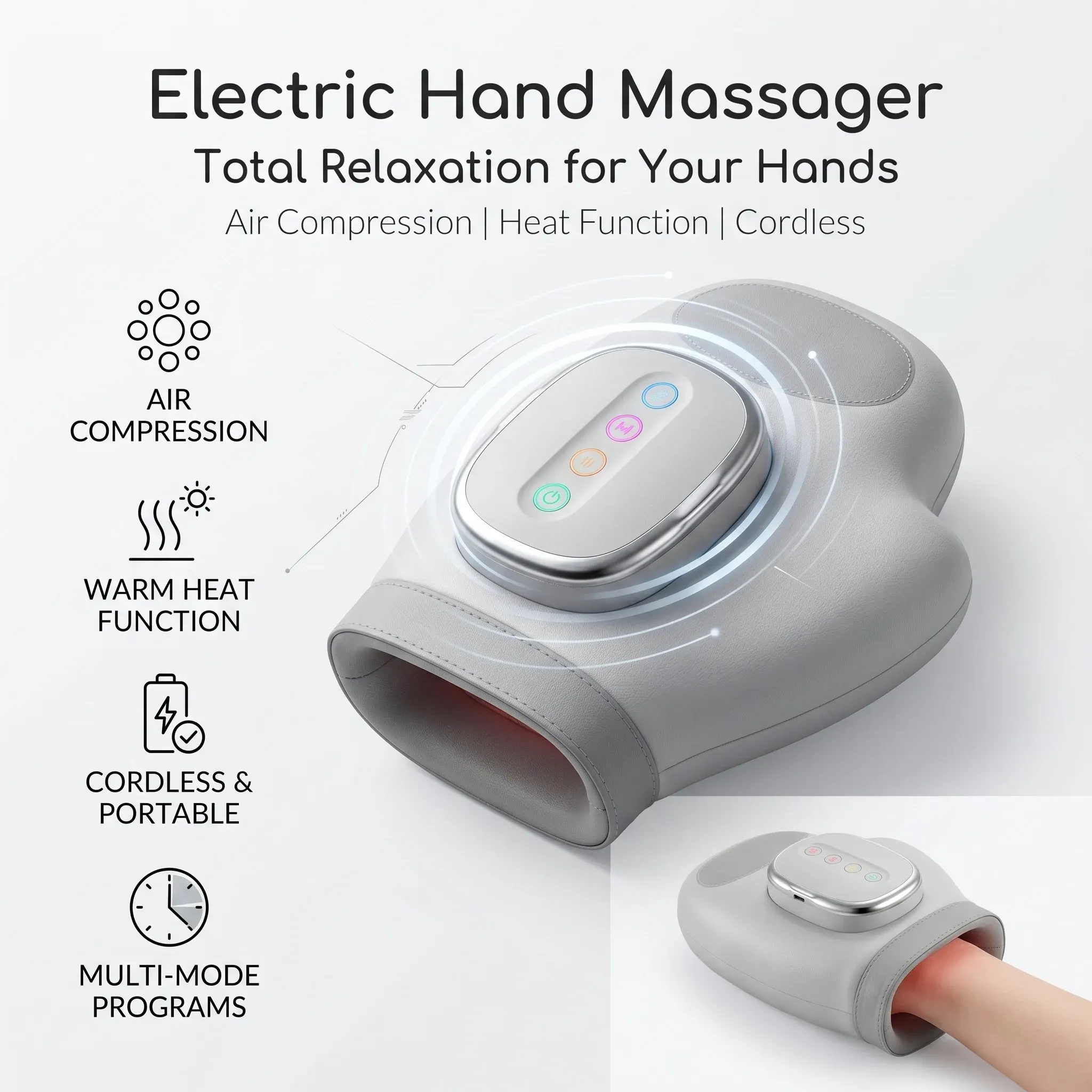 Masseur de mains à compression pneumatique, gant vibrant pour la détente des muscles des mains, massage des doigts, du poignet et de la paume 4