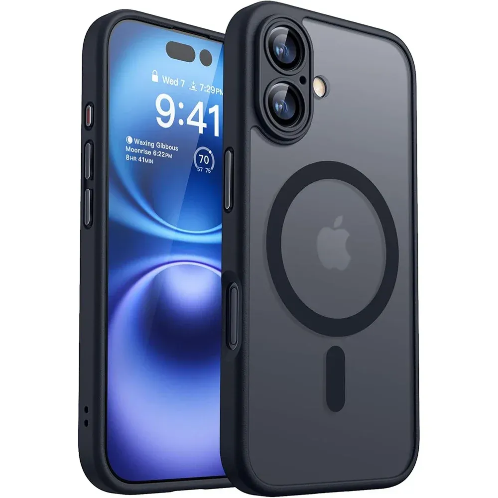 Coque antichoc magnétique pour iPhone compatible MagSafe, transparente, pour iPhone 16, 15, 14, 13 Pro Max et Plus 7