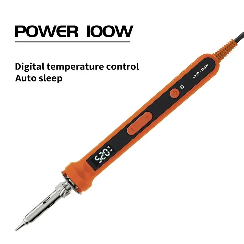 Fer à souder électrique numérique 100 W, 220 V, à température réglable, avec chauffage céramique, pointes de rechange et kit de retouche 8