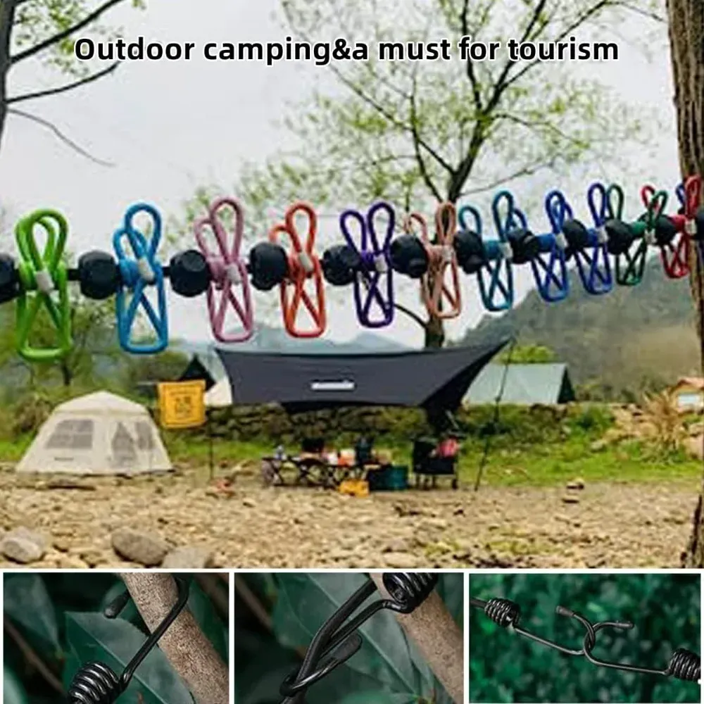 Corde à linge rétractable et portable pour voyage, avec 12 pinces et sac de rangement, pour usage intérieur et extérieur 3