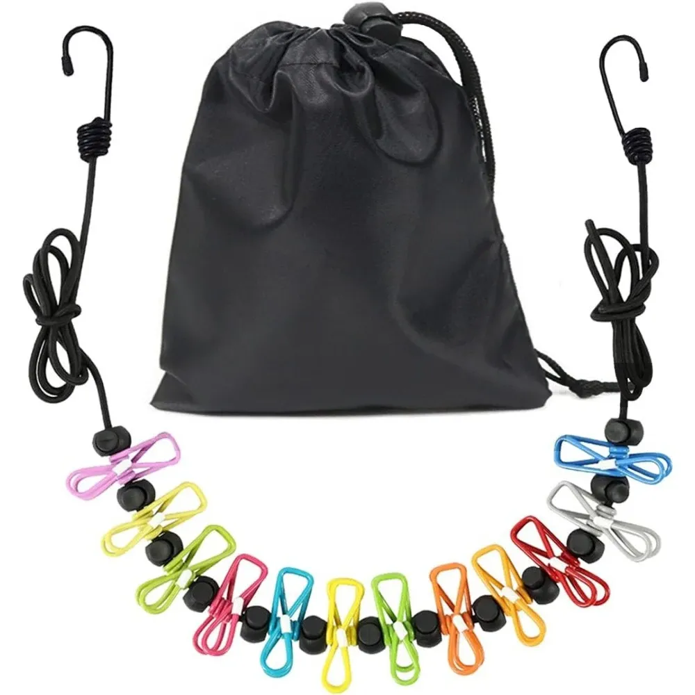 Corde à linge portable rétractable avec pinces