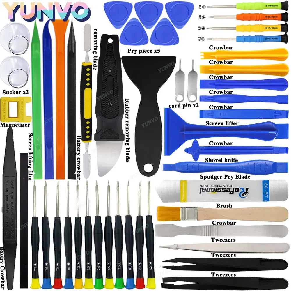 Vue d'ensemble du kit d'outils de réparation de téléphone portable
